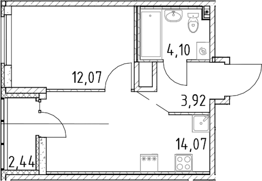 1-комнатная квартира 34.16 м², 16/23 эт., ЖК «Город Первых»